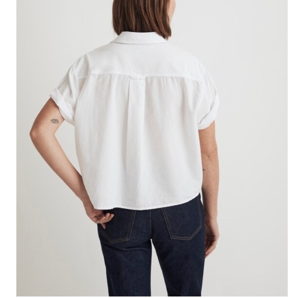 Madewell White Cropped Boxy Utility Button-Up Shirt Women’s Size Medium - Picture 4 of 16